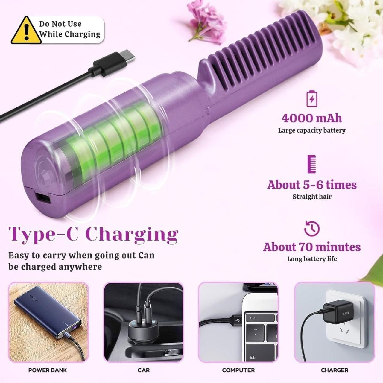 Portable Mini Hair Straightener Cordless Rechargeable